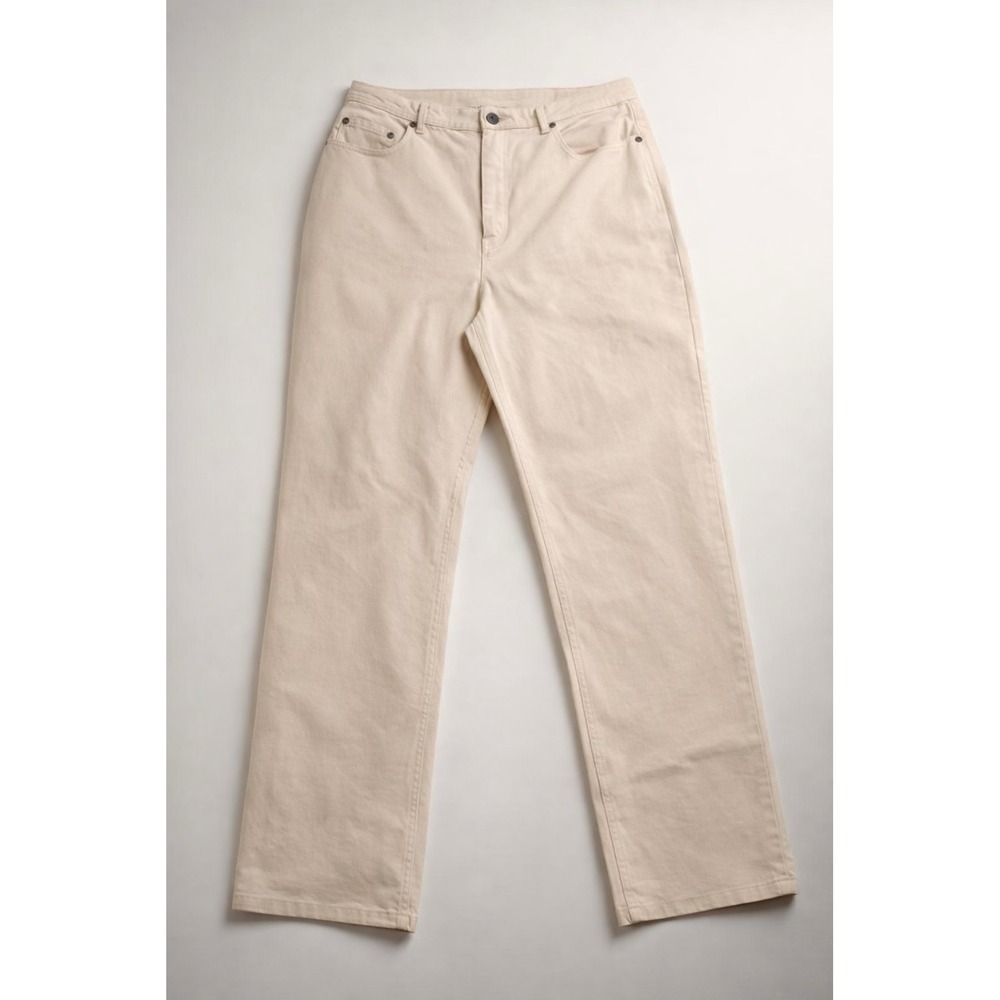Talbots Petites Stretch Straight Jeans Khaki Minimalist Clean Girl Scandi -12